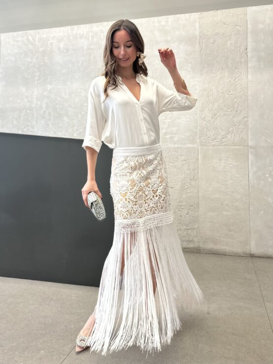 Falda Flecos ronda  white - Imagen 5