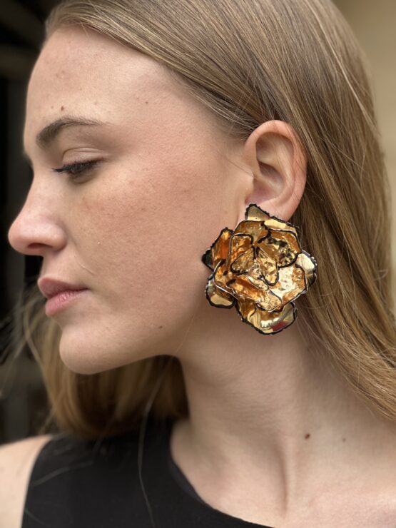 Pendiente Maxi flor gold - Imagen 2