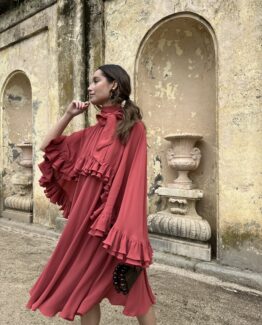 Vestido crep celine teja