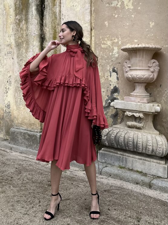 Vestido crep celine teja - Imagen 5