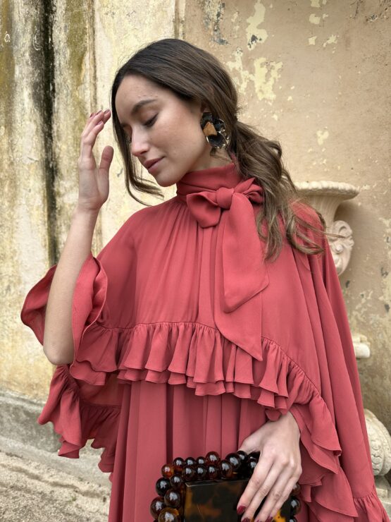Vestido crep celine teja - Imagen 6