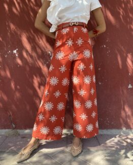 Pantalón bordado Sena teja
