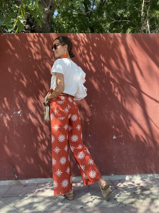 Pantalón bordado Sena teja - Imagen 3