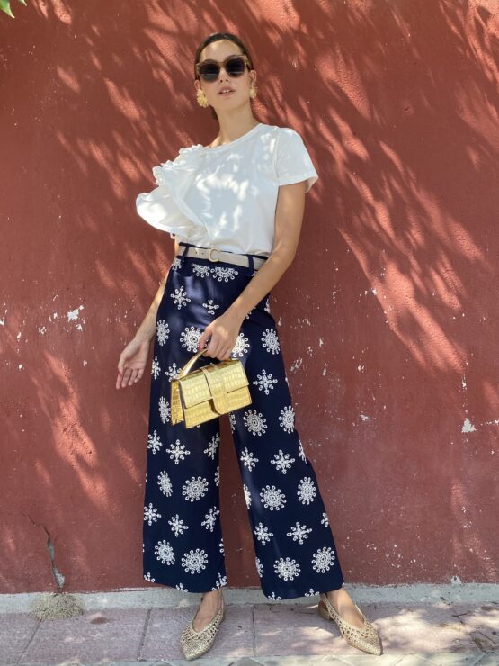 Pantalón bordado Sena azul marino - Imagen 6