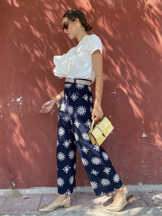 Pantalón bordado Sena azul marino - Imagen 5