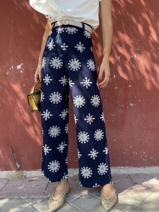 Pantalón bordado Sena azul marino - Imagen 4