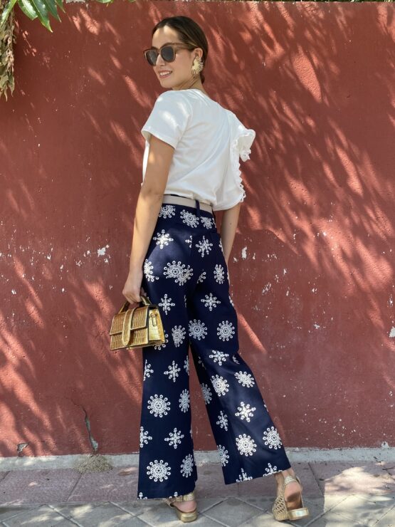 Pantalón bordado Sena azul marino - Imagen 2