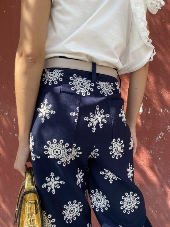 Pantalón bordado Sena azul marino - Imagen 3