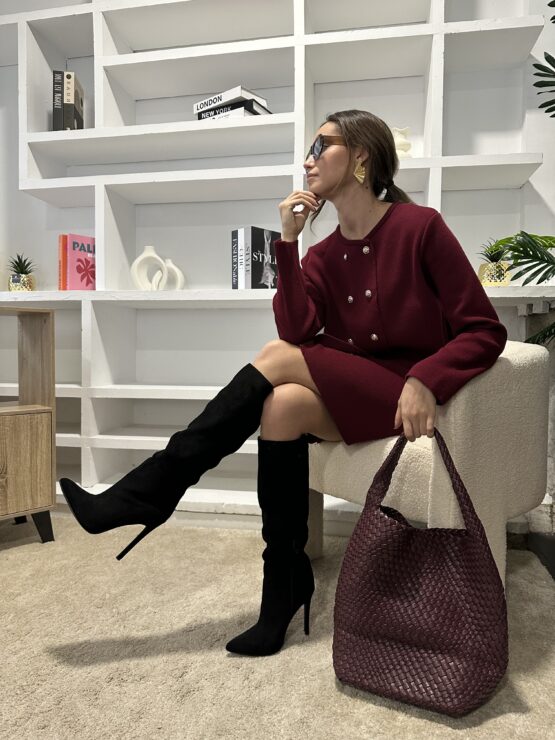 Vestido de punto gabrielle burgundy - Imagen 5