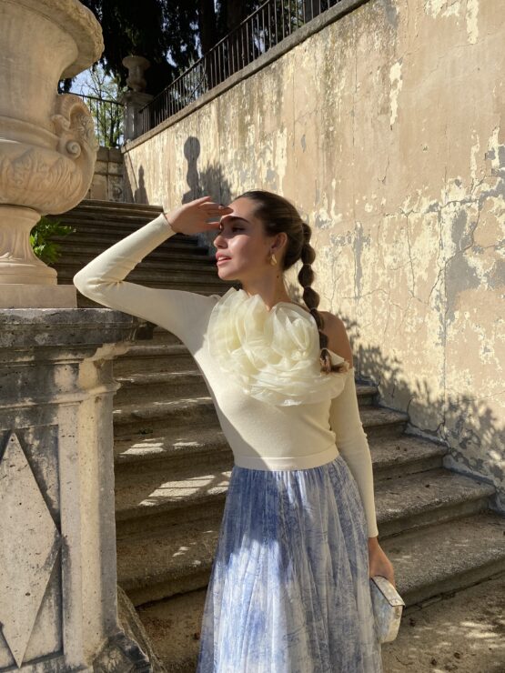 Top punto Maxi flor beige - Imagen 3