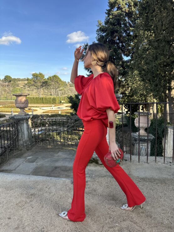 Pantalón flare stretch rouge - Imagen 4