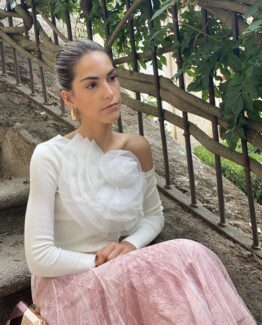 Top de punto Maxi flor white