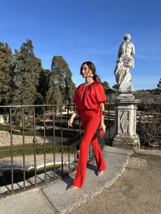 Pantalón flare stretch rouge