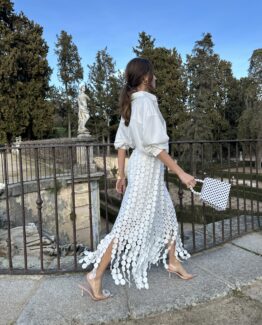 Falda lunar guipur blanco