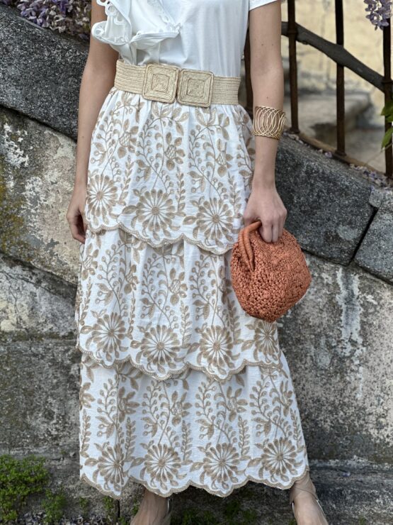 Falda Triana bordada camel - Imagen 3