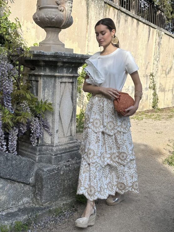 Falda Triana bordada camel - Imagen 9