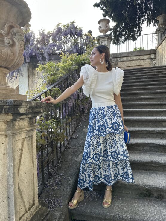 Falda Triana bordada azul - Imagen 7