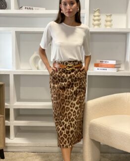 Falda Leopard camel