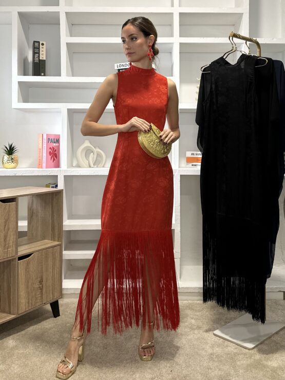 Vestido Rocio flecos rouge - Imagen 7