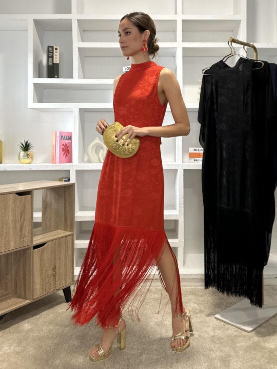 Vestido Rocio flecos rouge - Imagen 8