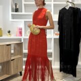 Vestido Rocio flecos rouge