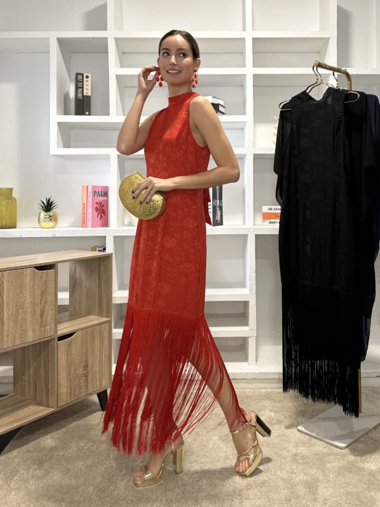 Vestido Rocio flecos rouge - Imagen 9