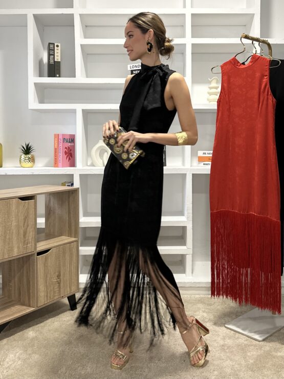 Vestido Rocio flecos noir