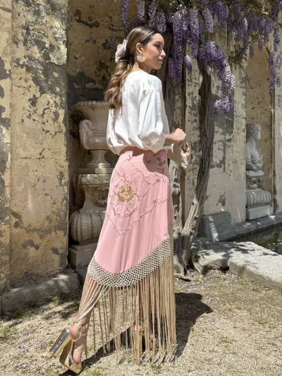 Falda zahara bordada rose