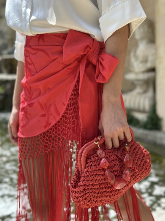 Falda mantón bordada roja - Imagen 3