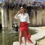 Falda mantón bordada roja - Imagen 8