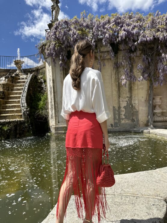 Falda mantón bordada roja - Imagen 6