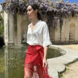 Falda mantón bordada roja - Imagen 7