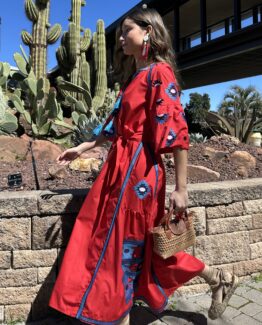 Vestido bordado Tulum rojo