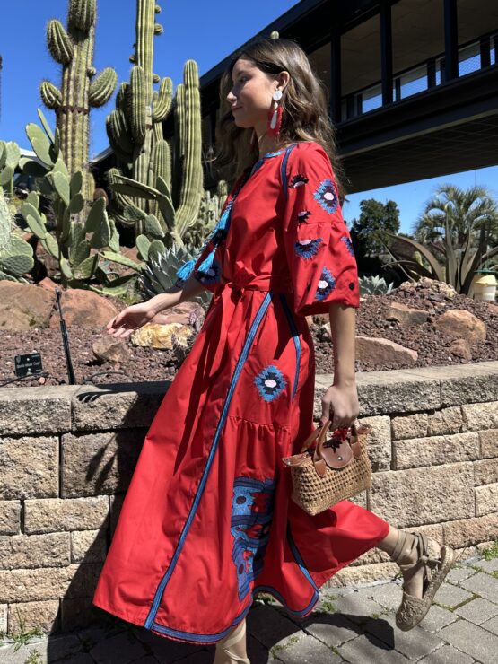 Vestido bordado Tulum rojo