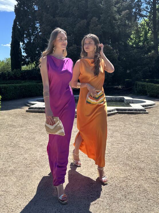 Vestido de satén Carolina buganvilla - Imagen 7