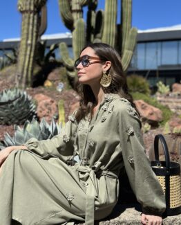 Vestido ipanema khaki cotton-lino