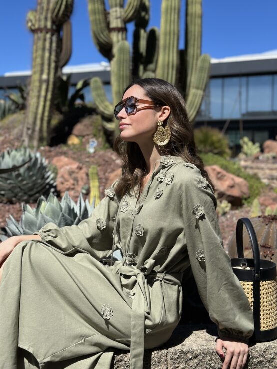 Vestido ipanema khaki cotton-lino