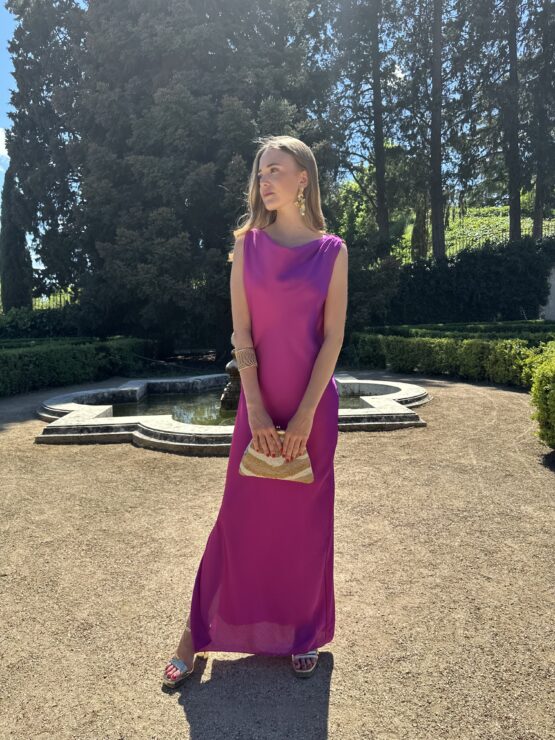 Vestido de satén Carolina buganvilla - Imagen 6