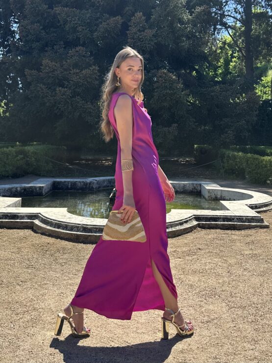 Vestido de satén Carolina buganvilla - Imagen 2