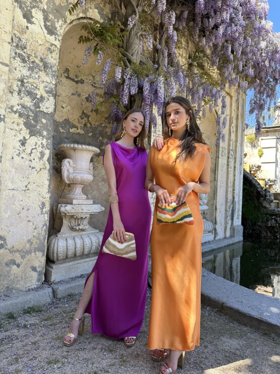 Vestido de satén Carolina buganvilla - Imagen 3