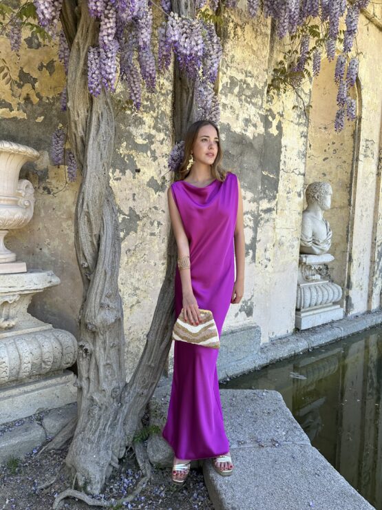 Vestido de satén Carolina buganvilla - Imagen 5