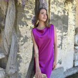 Vestido de satén Carolina buganvilla - Imagen 4