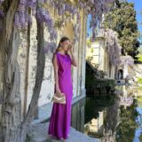 Vestido de satén Carolina buganvilla
