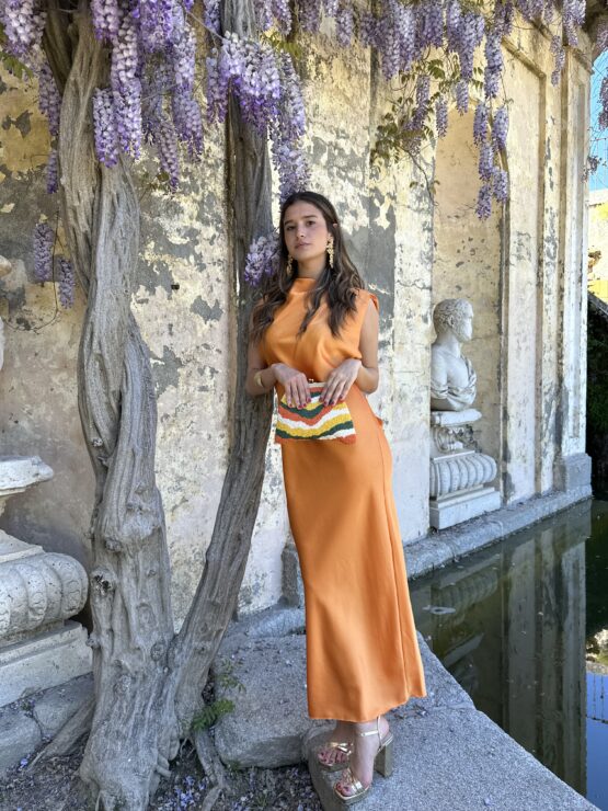 Vestido satén Carolina mandarina
