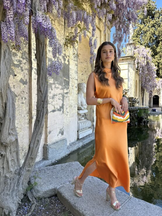 Vestido satén Carolina mandarina - Imagen 2