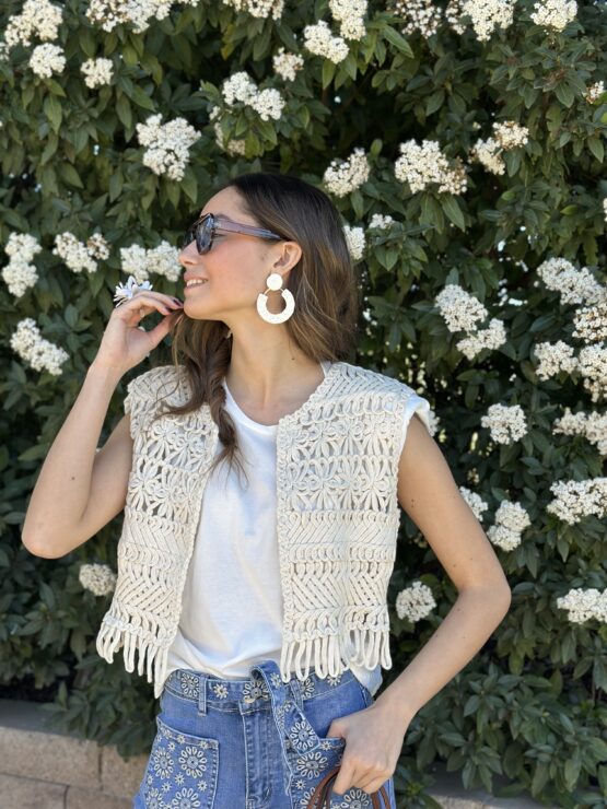 Chaleco macarena crochet beige - Imagen 4