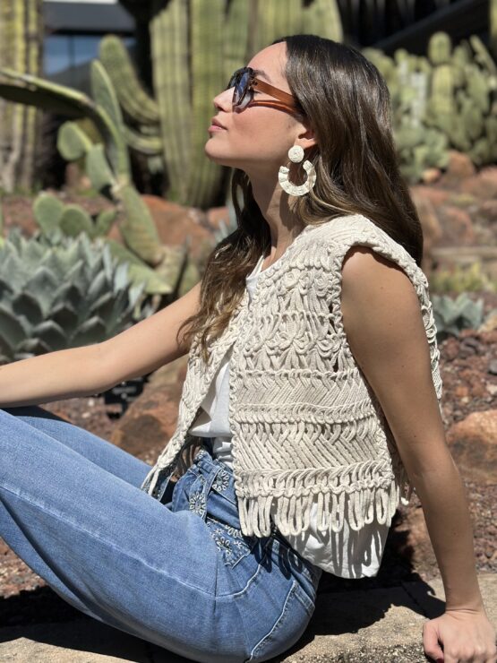 Chaleco macarena crochet beige - Imagen 2