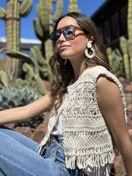 Chaleco macarena crochet beige - Imagen 3
