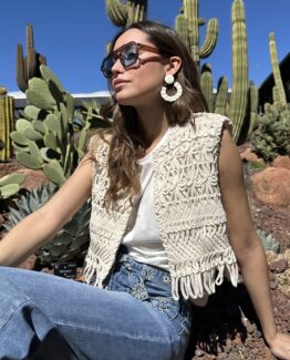 Chaleco macarena crochet beige