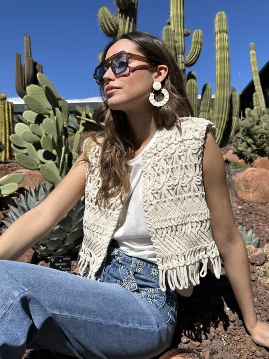 Chaleco macarena crochet beige
